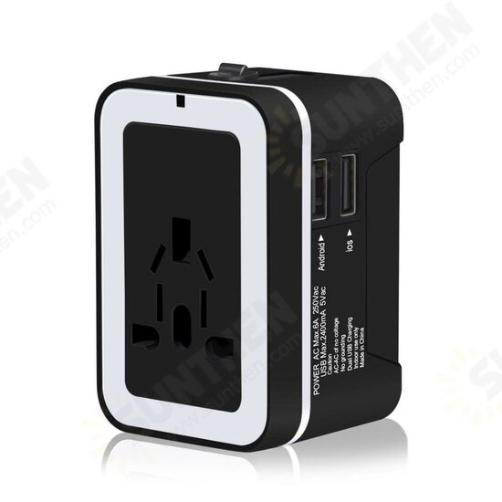 2.4A Worldwide Travel Multifunction Dual USB Charger Global International Universal Socket Converter Adapter for Phone Tablet Camera Samsung Huawei 2.4A Worldwide Travel Multifunction Dual USB Charger Global International Universal Socket Converter Adapter for Phone Tablet Camera Samsung Huawei