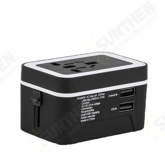 2.4A Worldwide Travel Multifunction Dual USB Charger Global International Universal Socket Converter Adapter for Phone Tablet Camera Samsung Huawei 2.4A Worldwide Travel Multifunction Dual USB Charger Global International Universal Socket Converter Adapter for Phone Tablet Camera Samsung Huawei