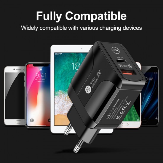 25W 2-Port USB PD Charger PD3.0 QC3.0 FCP SCP Fast Charging Wall Charger Adapter EU/US/UK Plug For iPhone 13 Pro Max DOOGEE OnePlusXiaomi