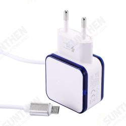 3.1A Dual Micro USB Port LED Fast Charging EU Plug Adapter Charger for HUAWEI Honor HTC 3.1A Dual Micro USB Port LED Fast Charging EU Plug Adapter Charger for HUAWEI Honor HTC