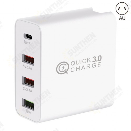 4 Ports USB Charger QC3.0 USB Type-C Wall Charger Adapter Fast Charging For iPhone XS 11Pro Huawei P30 P40 Pro MI10 Note 9S