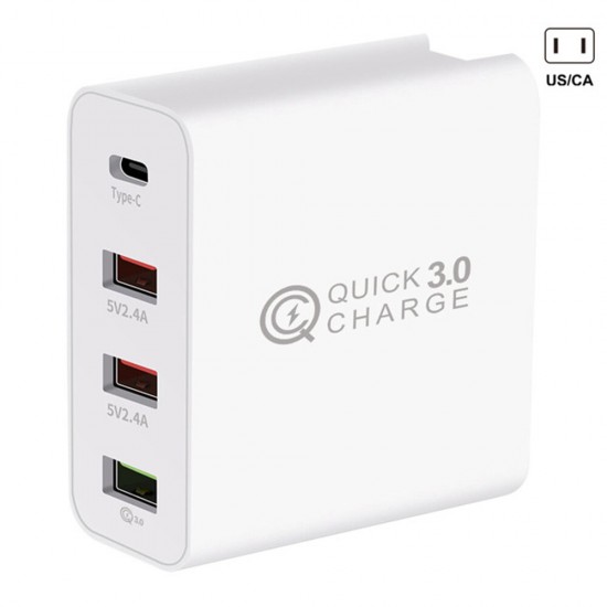4 Ports USB Charger QC3.0 USB Type-C Wall Charger Adapter Fast Charging For iPhone XS 11Pro Huawei P30 P40 Pro MI10 Note 9S