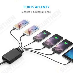 50W 10A 6-Port USB Charger Desktop Charging Station For iPhone 11 SE 2020 For Huawei 50W 10A 6-Port USB Charger Desktop Charging Station For iPhone 11 SE 2020 For Huawei