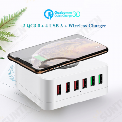 72W 6-Port USB Charger QC3.0 Quick Charge Desktop Charging Station 10W Wireless Charger For iPhone 11 SE 2020 For iPad Pro 2020 For Samsung Huawei 72W 6-Port USB Charger QC3.0 Quick Charge Desktop Charging Station 10W Wireless Charger For iPhone 11 SE 2020 For iPad Pro 2020 For Samsung Huawei