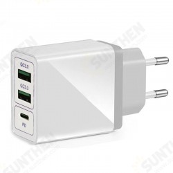 Dual USB + Type-C PD QC3.0 Travel Charger Fast Charging EU US UK Plug for Samsung Galaxy S21 Note S20 ultra Huawei Mate40 P50 OnePlus 9 Pro Dual USB + Type-C PD QC3.0 Travel Charger Fast Charging EU US UK Plug for Samsung Galaxy S21 Note S20 ultra Huawei Mate40 P50 OnePlus 9 Pro