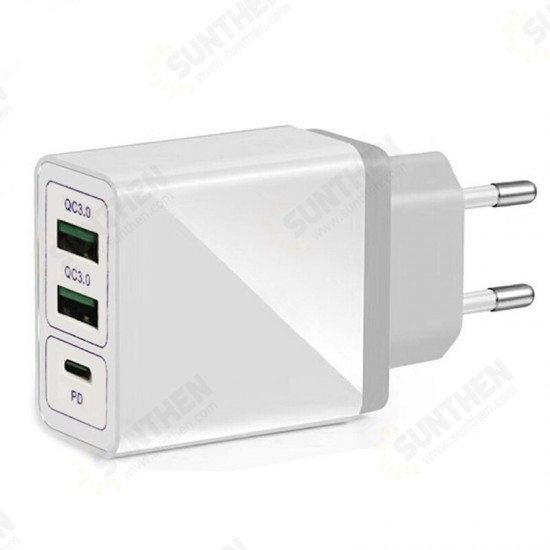 Dual USB + Type-C PD QC3.0 Travel Charger Fast Charging EU US UK Plug for Samsung Galaxy S21 Note S20 ultra Huawei Mate40 P50 OnePlus 9 Pro