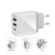 Dual USB + Type-C PD QC3.0 Travel Charger Fast Charging EU US UK Plug for Samsung Galaxy S21 Note S20 ultra Huawei Mate40 P50 OnePlus 9 Pro