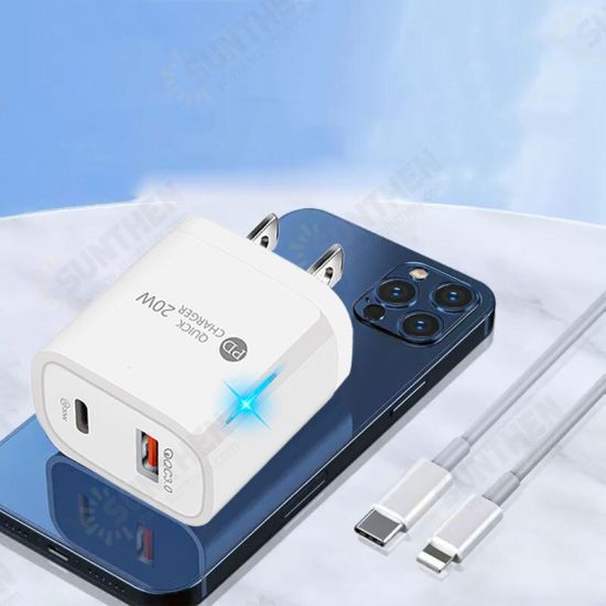 PD 20W 2-Port USB PD Charger USB-C PD3.0 QC3.0 FCP SCP Fast Charging Wall Charger Adapter EU/US Plug For iPhone DOOGEE OnePlusXiaomi