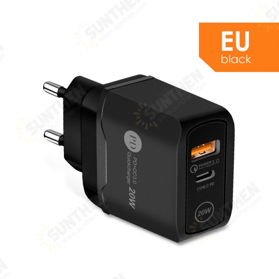 PD+QC3.0 20W USB Charger Travel Charger Adapter for iPhone 12 Pro Max for Samsung Galaxy Note S20 ultra Huawei Mate40 OnePlus 8 Pro