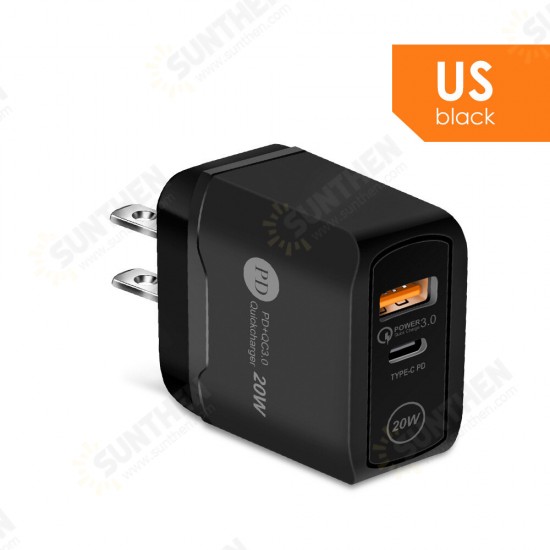 PD+QC3.0 20W USB Charger Travel Charger Adapter for iPhone 12 Pro Max for Samsung Galaxy Note S20 ultra Huawei Mate40 OnePlus 8 Pro