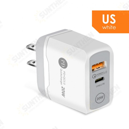 PD+QC3.0 20W USB Charger Travel Charger Adapter for iPhone 12 Pro Max for Samsung Galaxy Note S20 ultra Huawei Mate40 OnePlus 8 Pro