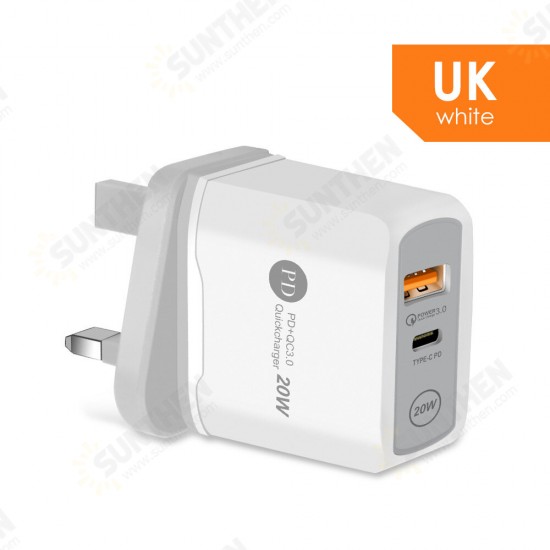 PD+QC3.0 20W USB Charger Travel Charger Adapter for iPhone 12 Pro Max for Samsung Galaxy Note S20 ultra Huawei Mate40 OnePlus 8 Pro