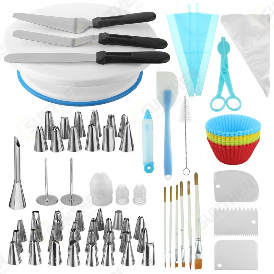 178pcs Cake Decorating Tool Kit Baking Fondant Supply Turntable Bag Tip Spatula