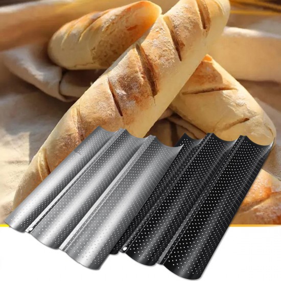 2/3 Grooves Alloy Non Stick French Bread Baking Tray Baguette Pan Tin Tray Bakeware Mold