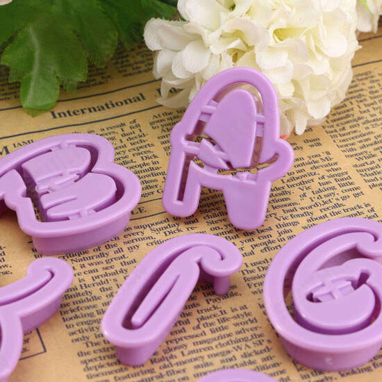 26PCS Plastic Alphabet Cookie Cutter Letter Biscuit Fondant Mold Cake Decorating Tool