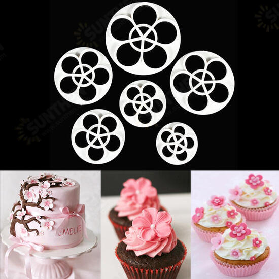 6Pcs Plum Flower Fondant Cake Sugarcraft Cutter Mold