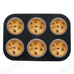 6pc Muffin Pan Baking Cooking Tray Mould Round Bake Cup Cake Gold/Black