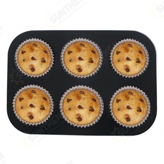 6pc Muffin Pan Baking Cooking Tray Mould Round Bake Cup Cake Gold/Black