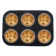 6pc Muffin Pan Baking Cooking Tray Mould Round Bake Cup Cake Gold/Black