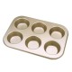 6pc Muffin Pan Baking Cooking Tray Mould Round Bake Cup Cake Gold/Black