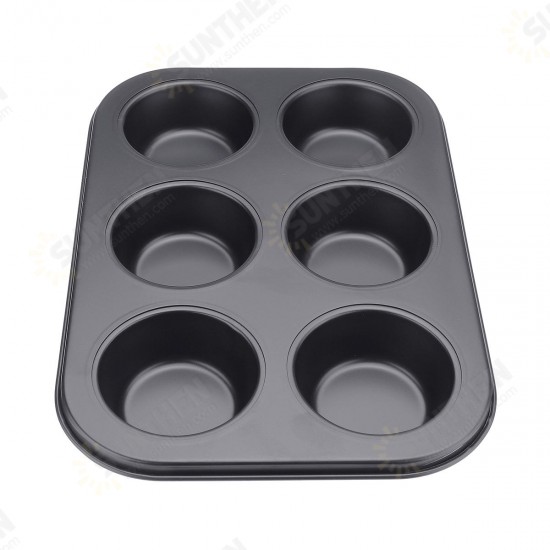 6pc Muffin Pan Baking Cooking Tray Mould Round Bake Cup Cake Gold/Black