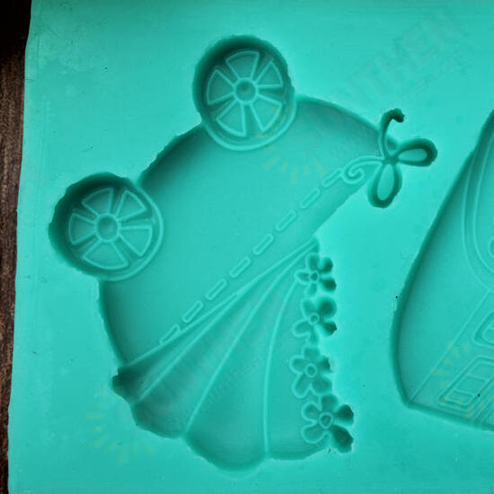 Baby Carriage Trolley Car School Bus Vehicle Silicone Wedding Cake Mold Decorating Mould