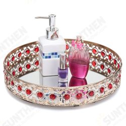 European Iron Mirror Tray Metal Glass Tray Living Room Light Luxury Plate Decoration Fruit plate Cake Plate European Iron Mirror Tray Metal Glass Tray Living Room Light Luxury Plate Decoration Fruit plate Cake Plate