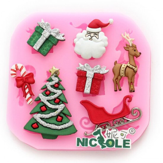 F0534 Silicone Christmas Reindeer Cake Mould Soap Chocolate Mold
