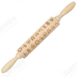 JM01687 Wooden Christmas Embossed Rolling Pin Dough Stick Baking Pastry Tool New Year Christmas Decoration JM01687 Wooden Christmas Embossed Rolling Pin Dough Stick Baking Pastry Tool New Year Christmas Decoration