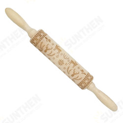 JM01688 Wooden Christmas Embossed Rolling Pin Dough Stick Baking Pastry Tool New Year Christmas Decoration JM01688 Wooden Christmas Embossed Rolling Pin Dough Stick Baking Pastry Tool New Year Christmas Decoration