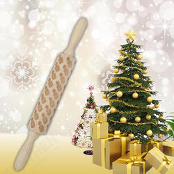 JM01691 Wooden Christmas Embossed Rolling Pin Dough Stick Baking Pastry Tool New Year Christmas Decoration JM01691 Wooden Christmas Embossed Rolling Pin Dough Stick Baking Pastry Tool New Year Christmas Decoration