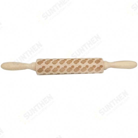 JM01691 Wooden Christmas Embossed Rolling Pin Dough Stick Baking Pastry Tool New Year Christmas Decoration