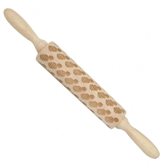 JM01691 Wooden Christmas Embossed Rolling Pin Dough Stick Baking Pastry Tool New Year Christmas Decoration