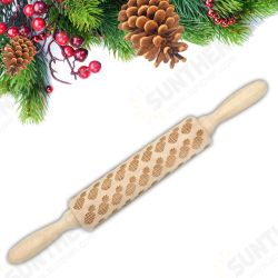 JM01691 Wooden Christmas Embossed Rolling Pin Dough Stick Baking Pastry Tool New Year Christmas Decoration JM01691 Wooden Christmas Embossed Rolling Pin Dough Stick Baking Pastry Tool New Year Christmas Decoration