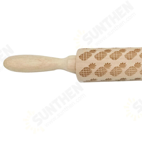 JM01691 Wooden Christmas Embossed Rolling Pin Dough Stick Baking Pastry Tool New Year Christmas Decoration