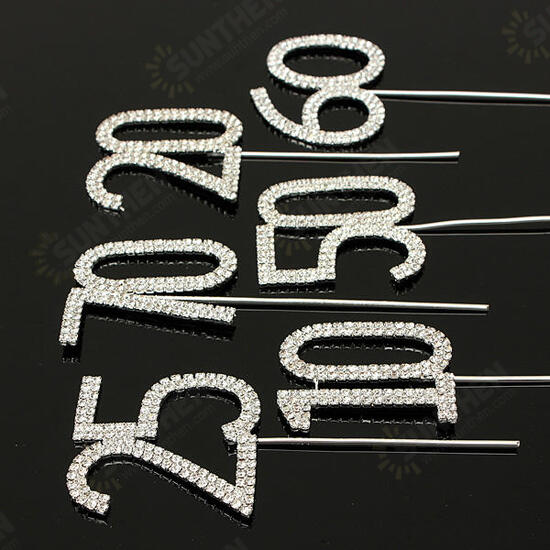 Sparkling Crystals Birthday Anniversary Number Cake Topper