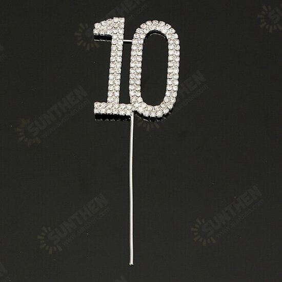 Sparkling Crystals Birthday Anniversary Number Cake Topper