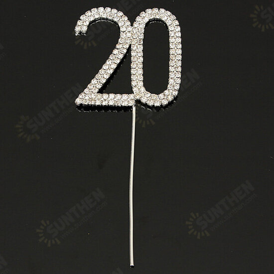 Sparkling Crystals Birthday Anniversary Number Cake Topper