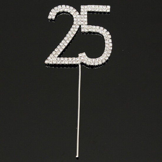 Sparkling Crystals Birthday Anniversary Number Cake Topper