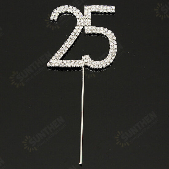 Sparkling Crystals Birthday Anniversary Number Cake Topper