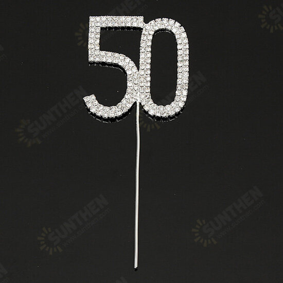 Sparkling Crystals Birthday Anniversary Number Cake Topper