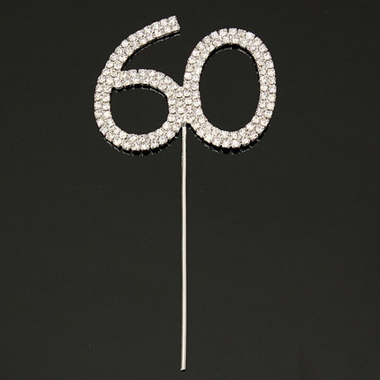 Sparkling Crystals Birthday Anniversary Number Cake Topper