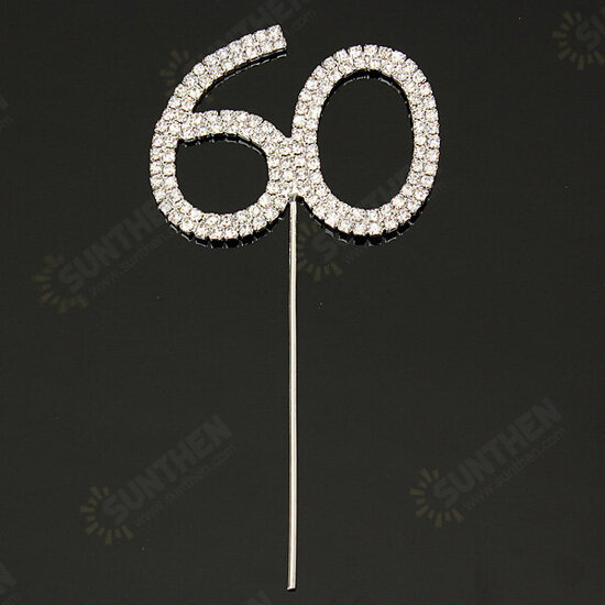 Sparkling Crystals Birthday Anniversary Number Cake Topper