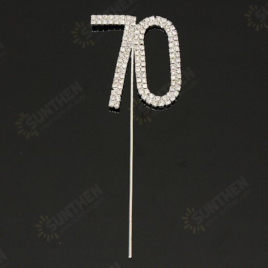 Sparkling Crystals Birthday Anniversary Number Cake Topper