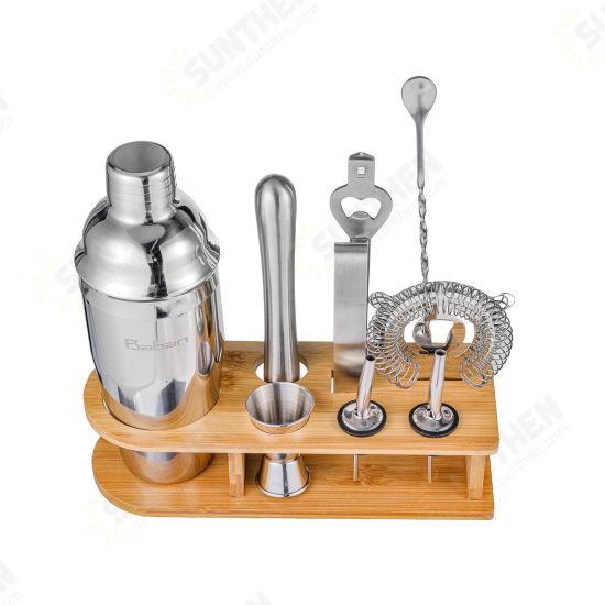 10PCS Bartender Kit with Stand Cocktail Shaker Set Bar with Stylish Bamboo Stand, Perfect Home Bar Tool Set