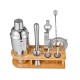 10PCS Bartender Kit with Stand Cocktail Shaker Set Bar with Stylish Bamboo Stand, Perfect Home Bar Tool Set