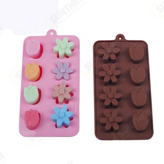 8 Holes Tulip Flowers Shape Silicone Mold Ice Cream Mold Cake Mold Jelly Mold Chocolate Mold