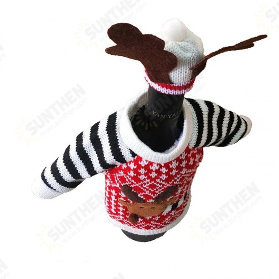 Christmas Wine Bottle Cover Christmas Decoration for Home Christmas Deer Elk Red Wine Champagne Bott