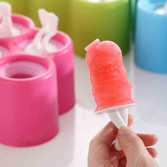 KC-IT06 DIY Silicone 6 Cavity Fish Shape Ice Cream Mold Ice Pop Stick Maker Kitchen Tools