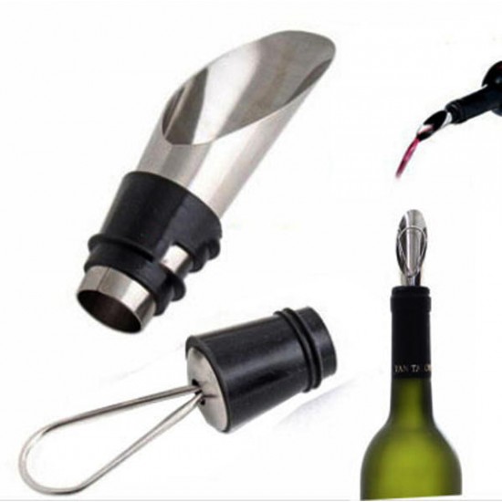 Stainless Steel Wine Pourers Wine Funnel Bottle Pourer Dumping Wine Stoppers Plug Bar Tools